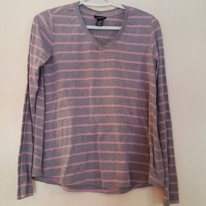 Purple and Gray Long Sleeve V-neck